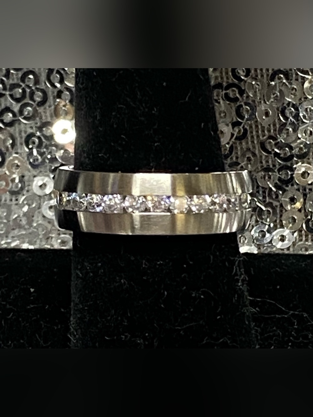 Talexia Elegant Stainless Steel - CZ Band Ring - size 8
